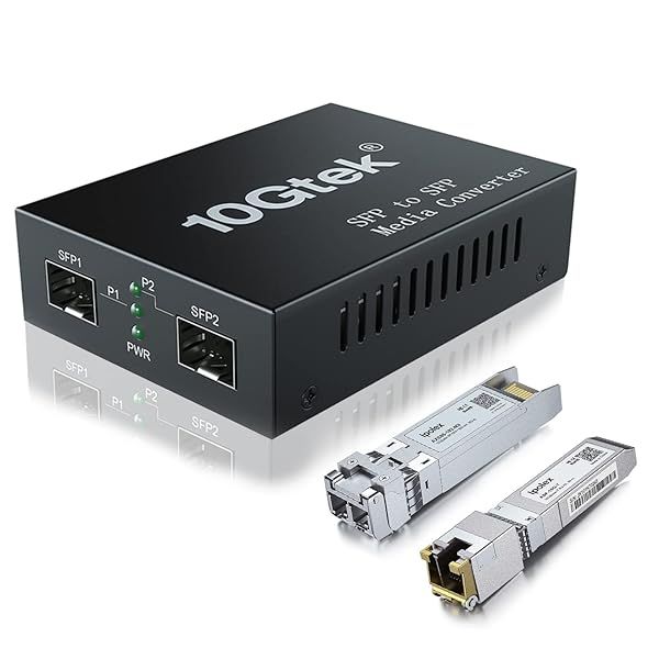 ipolex 10G SFP+ to SFP+ Fiber Media Converter Pack of 2 with SR Module and 10GBase-T Copper Module for Multi Mode LC Fiber and CAT6a/7