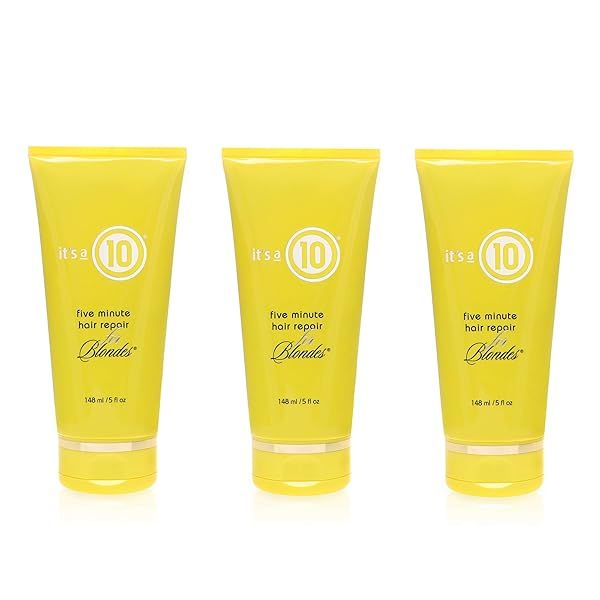 10 Haircare Five Minute Hair Repair for Blondes - Pack of 3 (5 fl. oz.) | Quick & Effective Hair Treatment