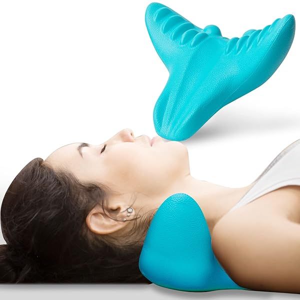 JOOWOKP Cervical Neck Traction Device for Neck and Shoulder Relaxation with Massage Nodes for Headache Relief