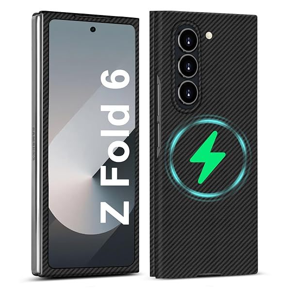 Kaisenkec Slim Carbon Fiber Case for Samsung Galaxy Z Fold 6 Compatible with MagSafe Matte Black Gray Lightweight Protection for All Users