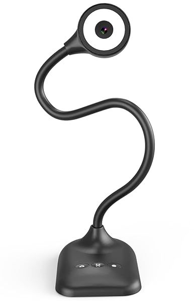 kitchbai Document Camera for Teachers, Webcam and Overhead Camera for Classroom with Mic, LED Lights, Image Invert, Fold for Mac OS, Windows, Zoom,