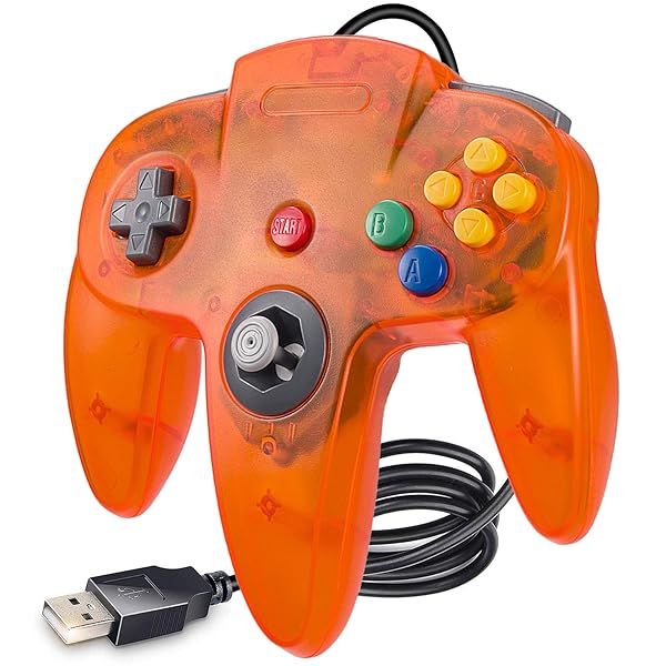 KIWITATA Classic N64 Controller for PC Wired USB Game Pad Joypad Compatible with Windows MAC and Retropie Orange