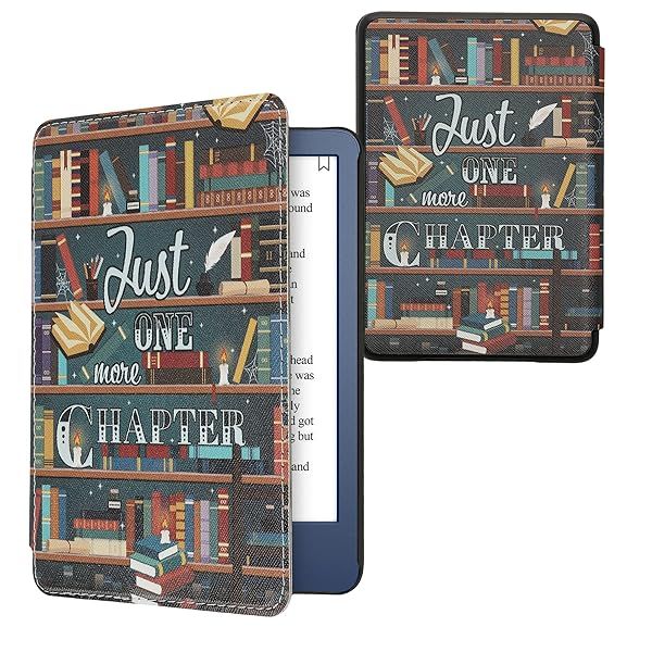 kwmobile Kindle Case (2022/2024) - Colorful eReader Cover with Library Motto for Ultimate Protection