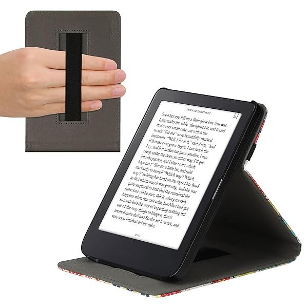 KWMobile Kobo Clara 2E & Tolino Shine 4 Case - Moroccan Vibes Stand & Strap in Blue/Red/Light Brown