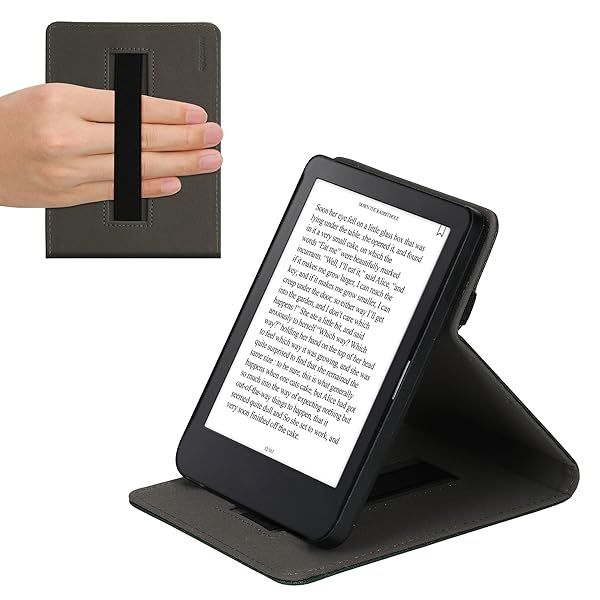 KWMobile Dark Green Cover for Kobo Clara 2E & Tolino Shine 4 - Case with Strap & Stand