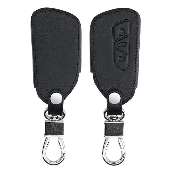KWMobile Key Cover for VW Golf 8 - 3 Button Faux Leather Car Key Fob Protector in Black