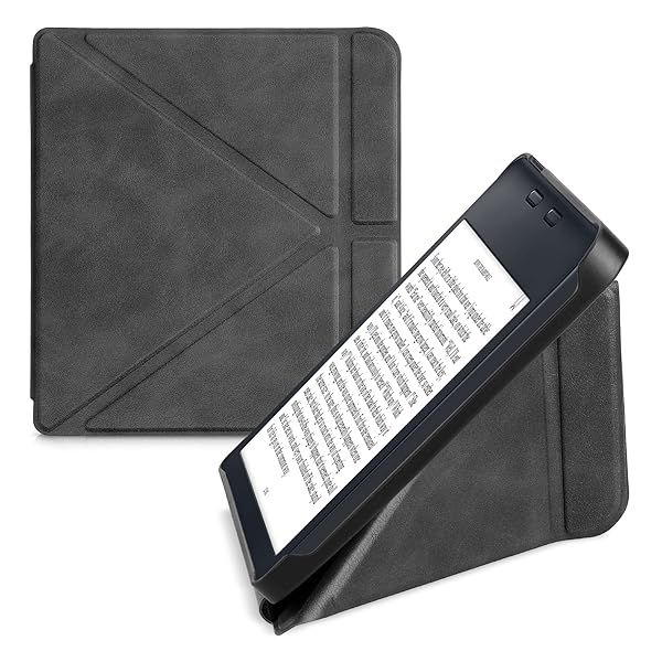 KWMobile Origami Case for Kobo Libra 2 - Slim PU Leather Cover with Stand in Anthracite