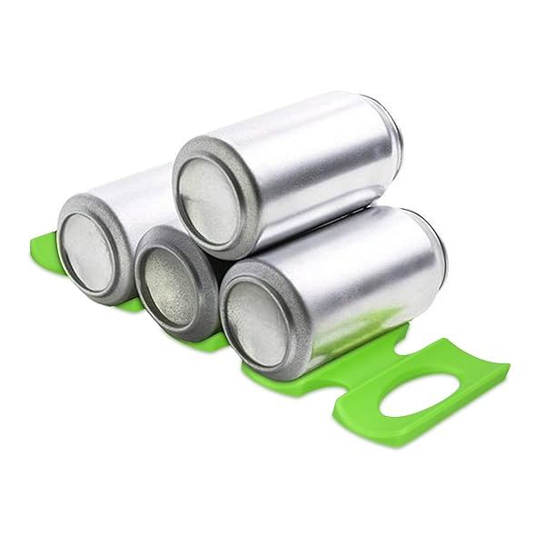 KWMobile Silicone Bottle Stacking Mat - Non-Slip Organizer for Bottles, Cans & Soda - Green Refrigerator Storage Solution