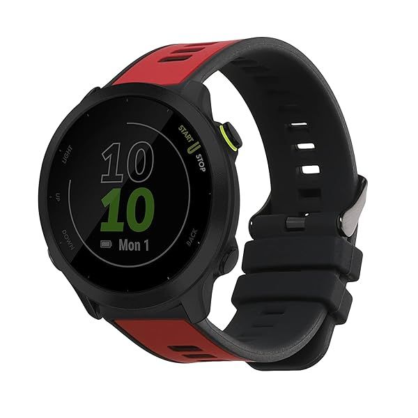 KWMobile Replacement Silicone Strap for Garmin Forerunner 55 - Red/Black Watch Band