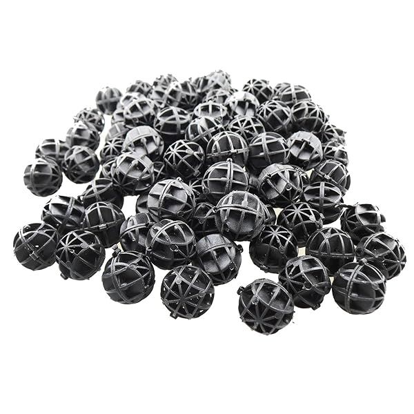 MEETOOT Bio Balls 100pcs Black 16mm Aquarium Filter Media for Clean Fish Tank and Pond Sponge Media