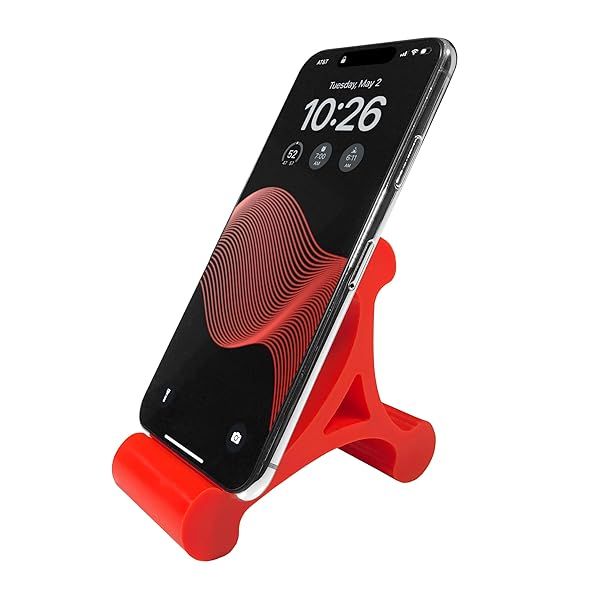 Mica Design Company Skalene Phone Stand Adjustable Silicone Rubber Holder for Desk Office Home Kitchen Flash Red