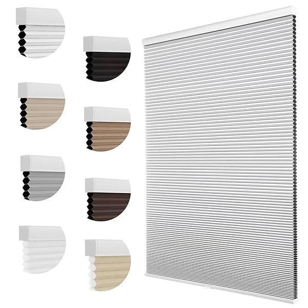 MYshade Cellular Shades Blackout Blinds Cordless Window Blinds Honeycomb Shades for Indoor Windows 35 W x 72 H White
