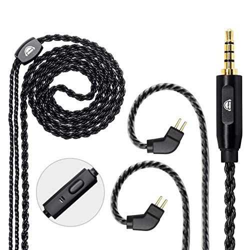 OKCSC 2 Pin Detachable Earphone Replacement Cable 6 Core OFC Upgrade for KZ AS10 TRN V80 with Microphone