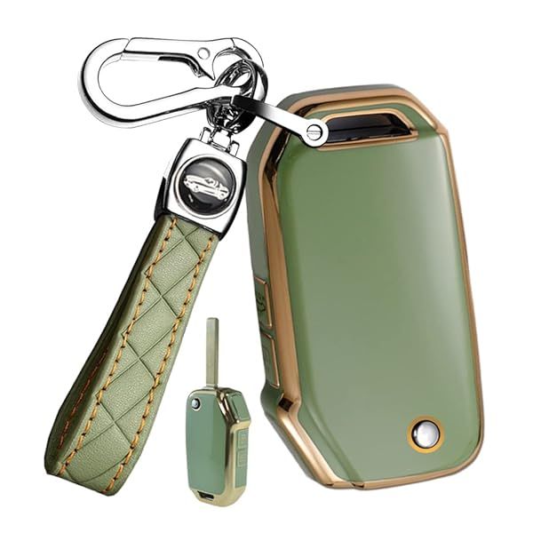 ontto 3-Button Key Fob Cover with Keychain Compatible with Kia Flip Folding Remote TPU Car Key Case for Forte Seltos Soul Sportage Sorento Cerato