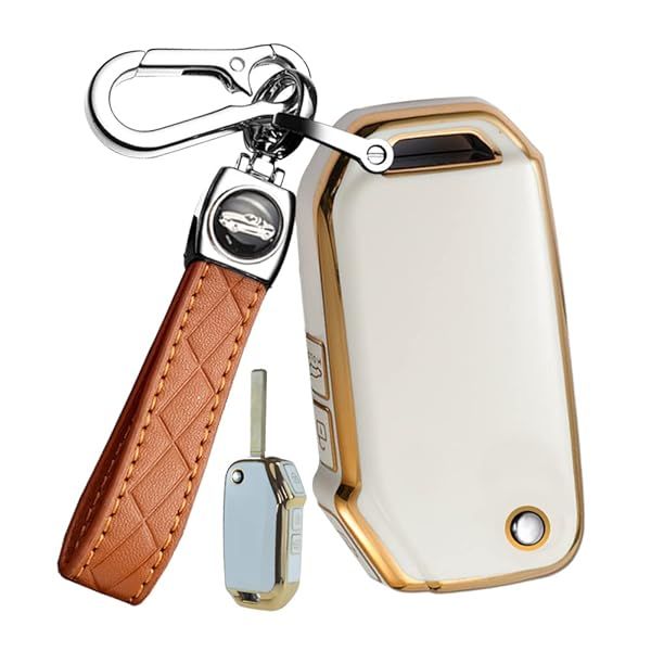 ontto 3-Button Key Fob Cover with Keychain Compatible with Kia Flip Folding Remote TPU Car Key Case for Forte Seltos Soul Sportage Sorento Cerato