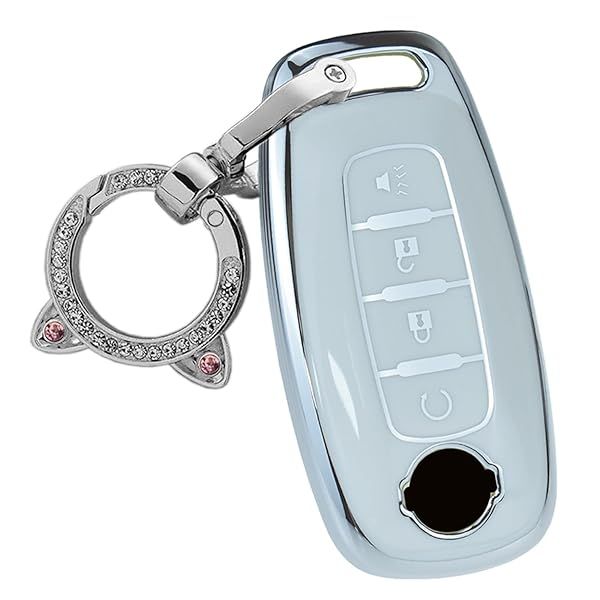 ontto 4-Button Key Fob Bag with Keychain Compatible with Nissan 2023 X-Trial Kicks Rouge Pathfinder Car Key Pod Case Intelligent Smart Remote Key