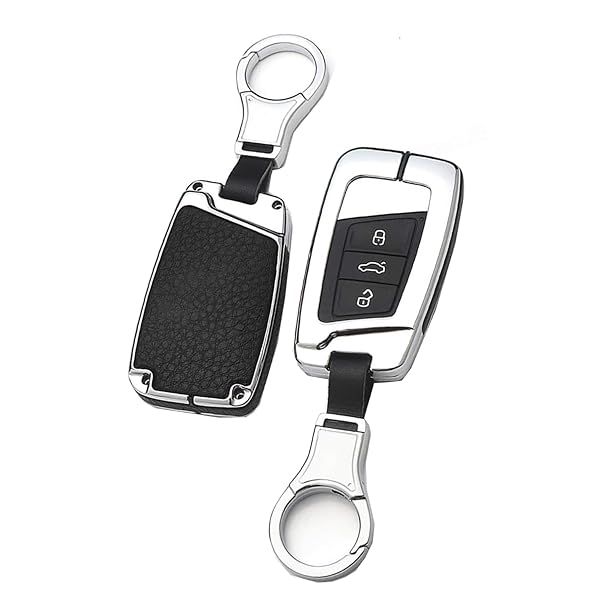 ontto Full Protection Key Fob Cover for VW Smart Remote Key Shell Black with Keychain for Volkswagen Key Holder