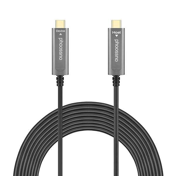 Phoossno USB C to C Fiber Optical Cable 10Gbps 33FT - Compatible with Microsoft Azure, Logitech, Aver, Vaddio & Barco ClickShare