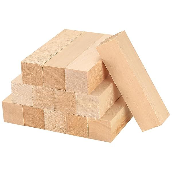 qxayxa 13 Pcs Unfinished Wooden Blocks for Crafts Basswood Carving Blocks for DIY Carving Crafting Whittling for Adults Beginners Experts 3.9x1x1