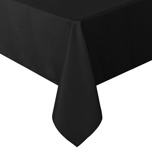 Stain & Wrinkle Resistant Black Rectangle Tablecloth 60x120 Inch - Perfect for Dining, Buffets & Camping
