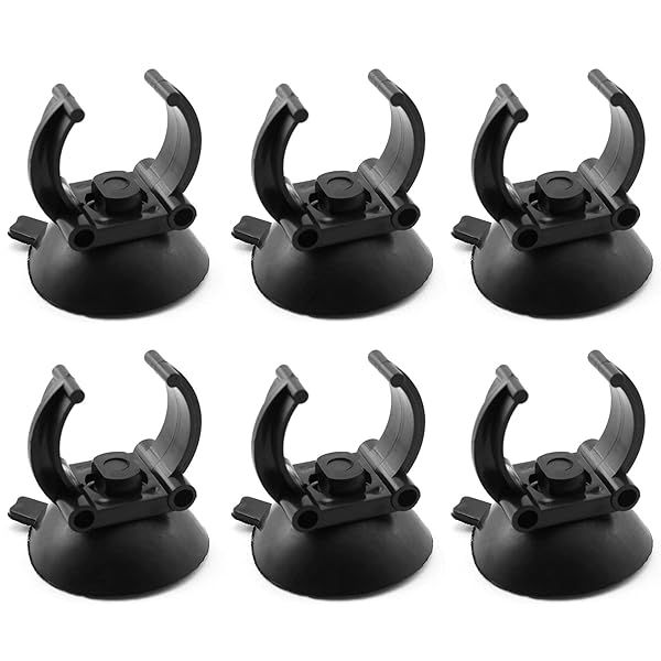 SQXBK Sucker Clip 6PCS Black Aquarium Heater Suction Cups Holders Clamps for Fish Tank Accessories