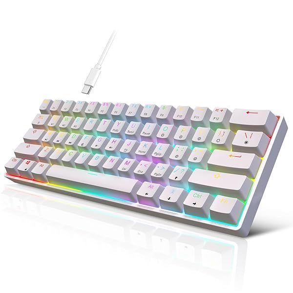 targeal 60% Mechanical Gaming Keyboard - 61 Keys Blue Switch Quiet Office Computer Keyboard - Multi Color RGB Rainbow Led Backlit - Programmable for