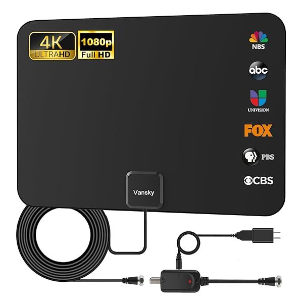 Best Indoor HDTV Antenna: 1080p Digital Amplified VHF UHF with 16.5ft Coax Cable for Local Channels