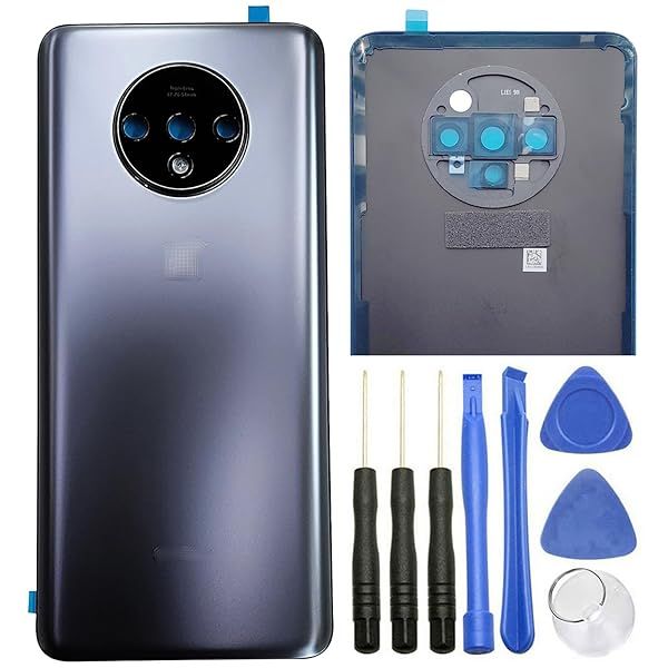 Ubrokefixit OnePlus 7T Rear Glass Back Door Cover Replacement Adhesive Silver HD1900 HD1901 Dual SIM 6.55 Inch Not for 7T Pro