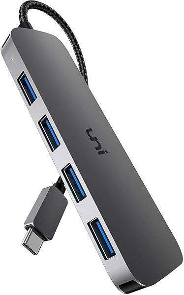 Uni USB C Hub: 4-Port Aluminum Multiport Adapter for MacBook Pro, iPad Pro, Dell & More - Slim Thunderbolt 3/4 Compatible