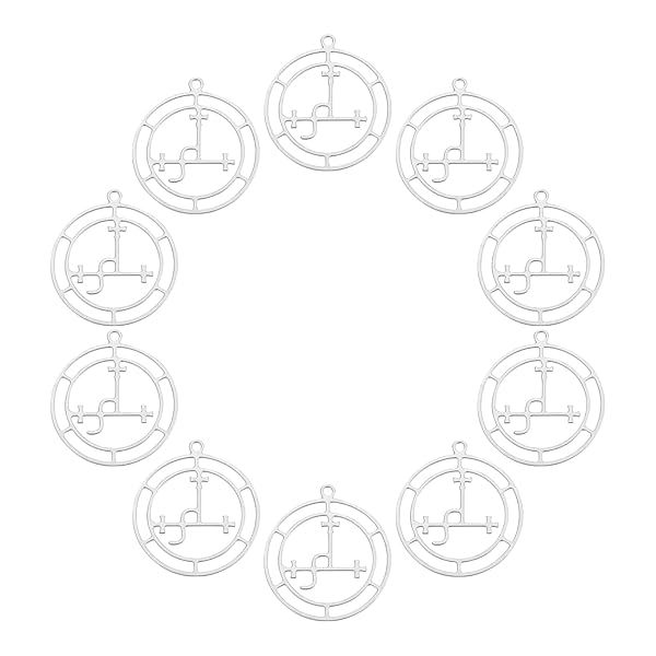 UNICRAFTALE 10pcs Flat Round Stainless Steel Sigil of Lilith Pendants for Jewelry Making with 1.2mm Hole