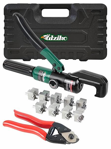 Utziko Hydraulic Crimper Tool for Stainless Steel Cable Railing Kit with Cable Cutter for 1/8 and 3/16 Inch Fittings