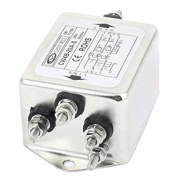 uxcell CW4B-20A-S 20A 6Pin Metal 3 Phase EMI Filter for AC 380V Power Suppression
