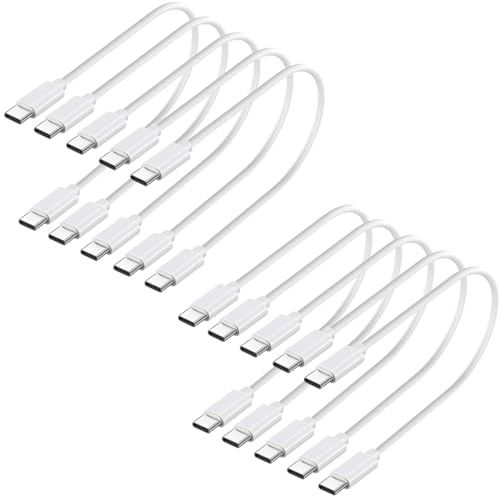 Weishan 10 Pack USB C Charger Cable 60W Fast Charge Type C Charging Cords 1ft Short Wires White