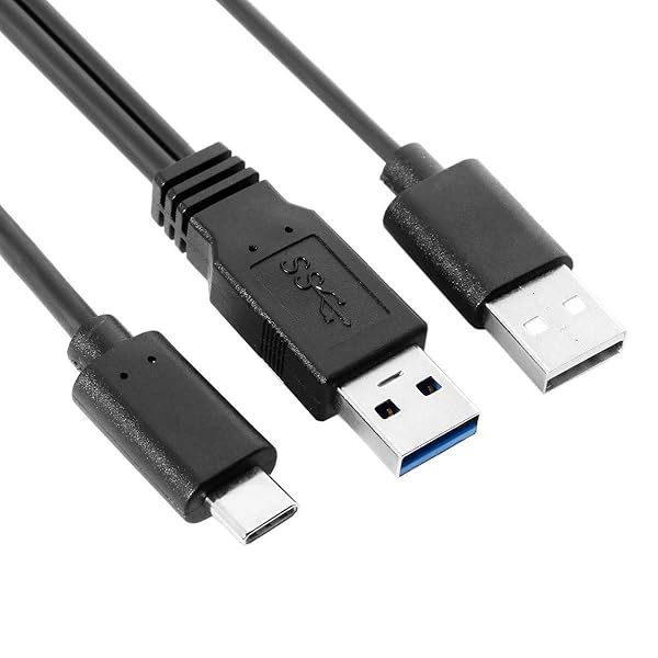 Xiwai Type-C USB-C to USB 3.0 & USB 2.0 Dual Power Data Y Cable for Laptops & Hard Drives