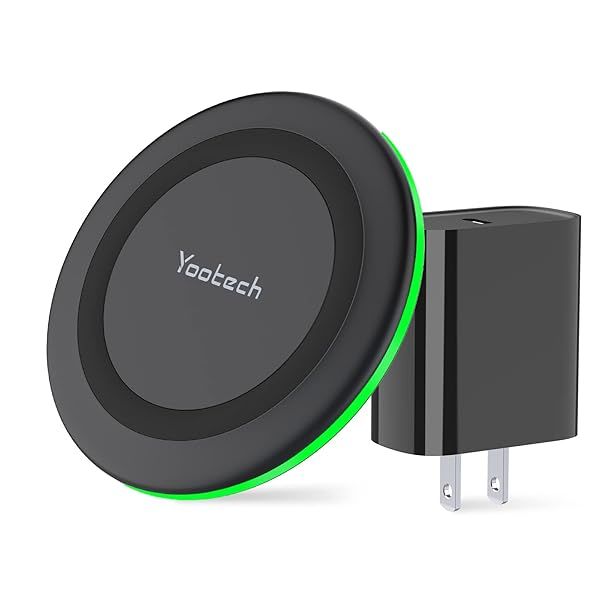 Yootech 10W Max Wireless Charger Pad with Quick Adapter Compatible with iPhone 16 Series Samsung Galaxy S22 and AirPods Pro 2