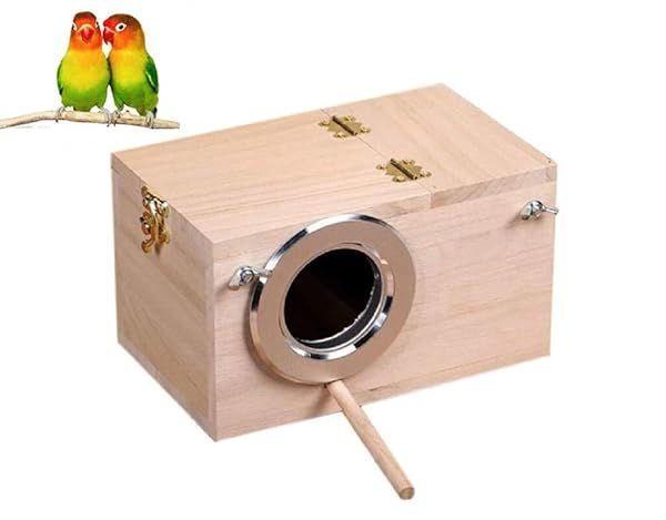 ZMGMSMH Bird Nest Breeding Box Cage Wooden House for Finch Lovebirds Cockatiel Budgie Conure Parrot 8 Inch X 5 Inch X 5 Inch