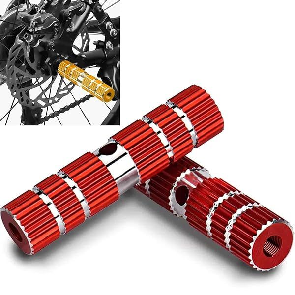 Aluminum Alloy Bike Pegs for Mountain Bike Cycling Stunt Pegs Fit 3/8 Inch Axles Red 1 Pair