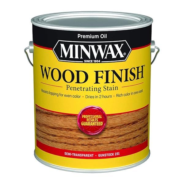 Minwax 71045 Gunstock Wood Stain - 1 Gallon Oil-Based Finish for Rich Color & Protection