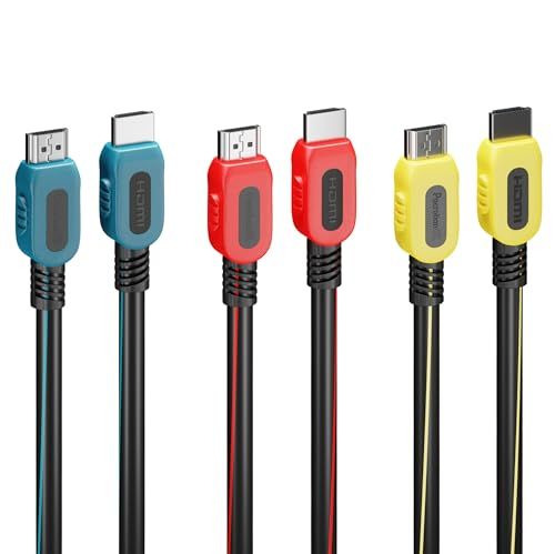 10 Foot HDMI Cable 3 Pack 8K 48Gbps 4K 240Hz eARC Color Coded HDMI 2.1 Cords HDR for PS5 Xbox ARC Dolby Atmos Soundbars Upgrade Series