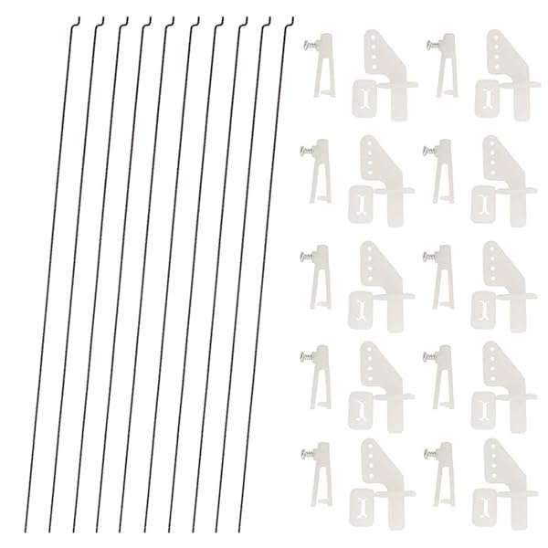 10 PCS Steel Pushrods & Nylon Control Horns for RC Airplane DIY - High-Quality Model Parts