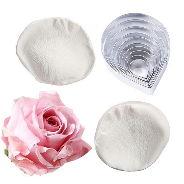 10 Pcs Austin Rose Cutter Set & 2 Silicone Fondant Molds for Cake Decorating - Perfect for Sugar Flowers & Gumpaste Creations