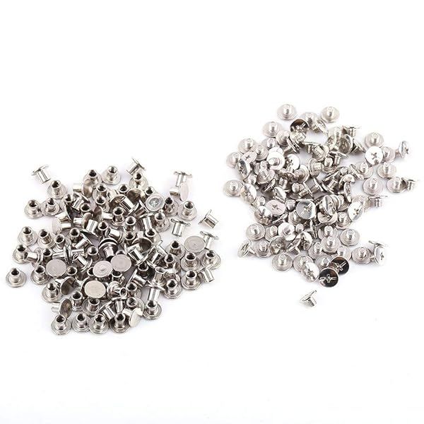 100Pcs Silver Leather Rivets Kit - M5x6mm Chicago Binding Screws for Scrapbooking & Leather Repair