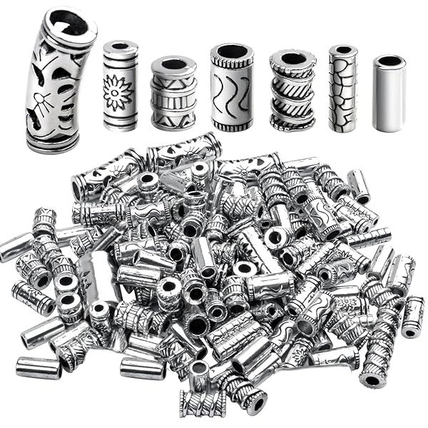 100g Assorted Tibetan Silver Tube Spacer Beads for DIY Jewelry Making - 7 Styles, 80-150pcs, 4-16mm