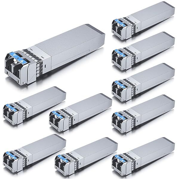 10Gtek 10GBase-LR SFP Plus Transceiver 10G 1310nm SMF SingleMode Fiber Optic Module 10km Compatible with Cisco Meraki Ubiquiti Fortinet Pack of 10