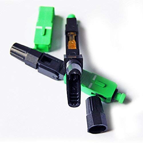 10-Pack SC/APC Optical Fiber Cables for CATV Network - Fast Connectors, Single Mode, Green & Black
