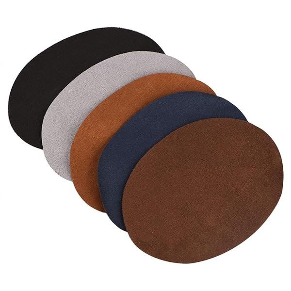 10pcs Iron-On PU Leather Patches - 5 Color Oval Sewing & Repair Patches for Elbows