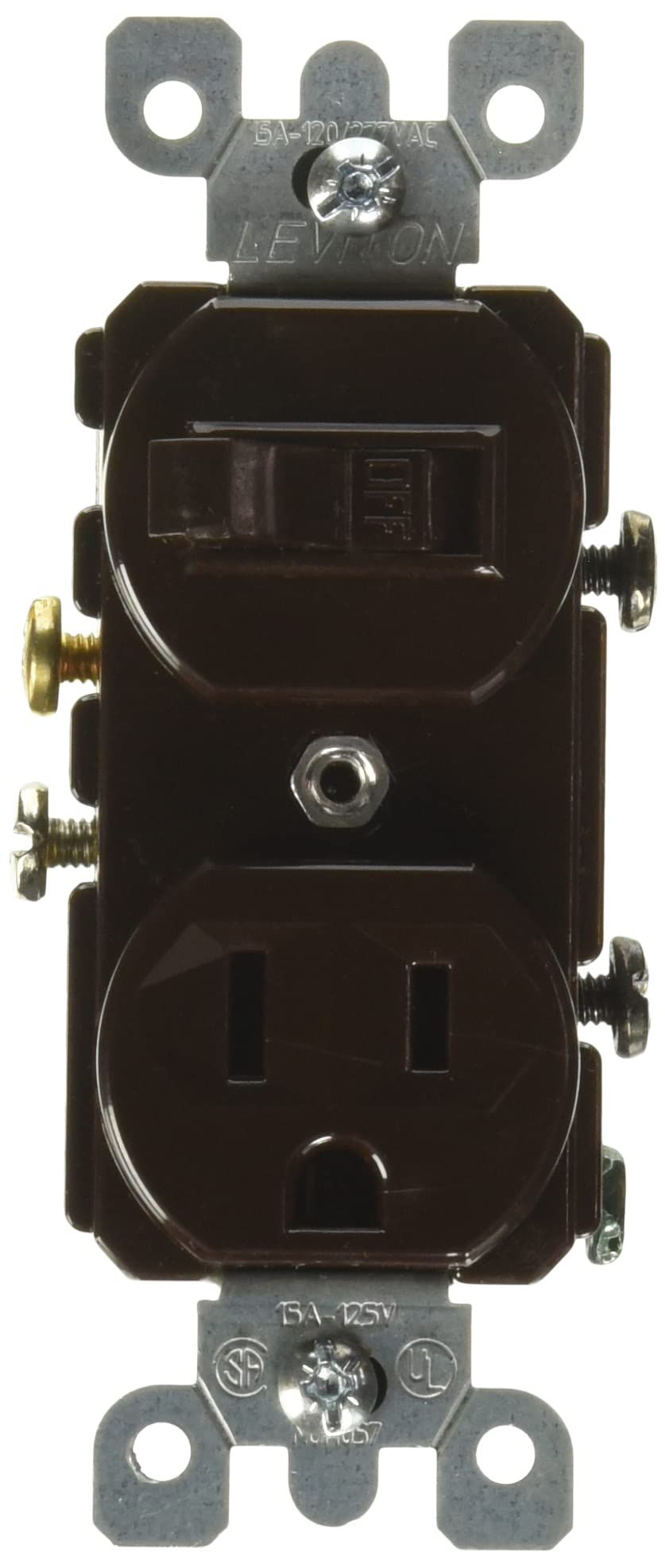 Leviton 5225 15 Amp Duplex Switch/Receptacle - Grounding, 120 Volt, Brown | Buy Now!