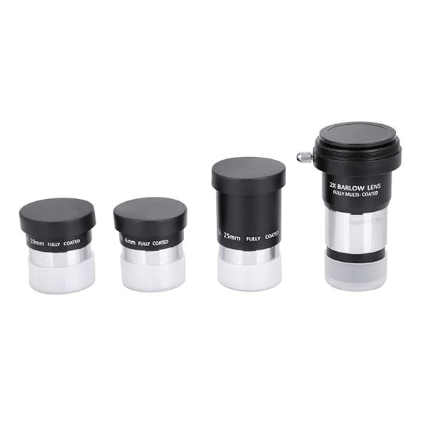 "Premium 1.25" Plossl Telescope Eyepiece Set: 4mm, 10mm, 25mm with 2X Lens & T Adapter - Multi-Coated Optical Glass"