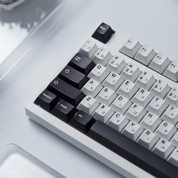 133 Keys Japanese Keycap Set Cherry Profile Dye Sub PBT Black White Compatible with 61 64 87 104 108 Cherry MX Switches Mechanical Keyboard