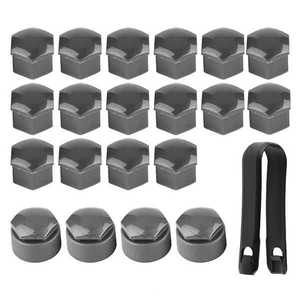 17mm Wheel Lug Nut Bolt Covers with Clips 20pcs Grey Durable Protection for Your Vehicle Wheels